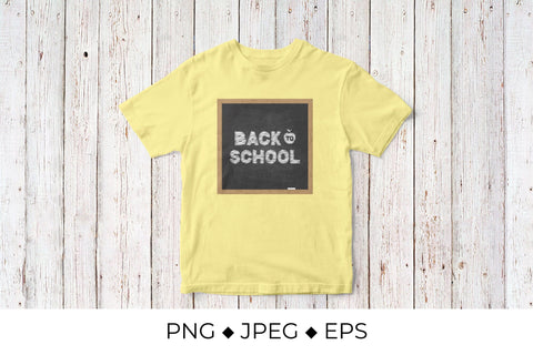 Back to school squiggle lettering on black board with wooden frame Sublimation LaBelezoka 