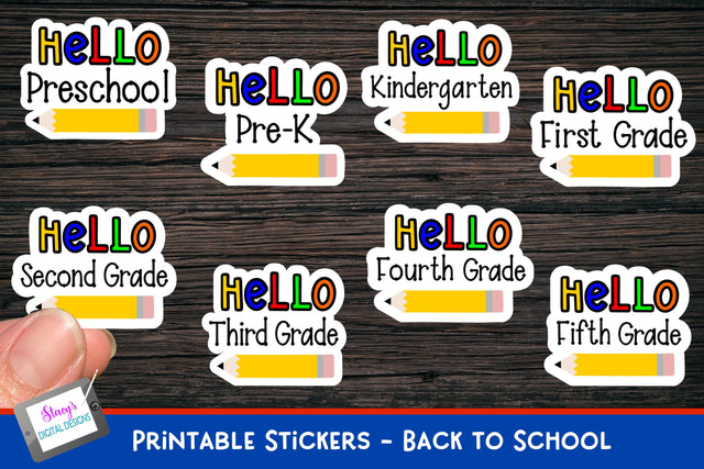 Back to School Sticker Bundle - 8 grade level stickers SVG Stacy's Digital Designs 