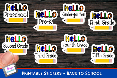 Back to School Sticker Bundle - 8 grade level stickers SVG Stacy's Digital Designs 