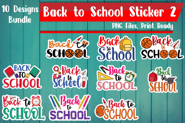 Back to School Sticker Bundle PNG Files SVG zafrans studio 