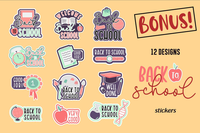 Back To School Sticker Bundle SVG dapiyupi store 