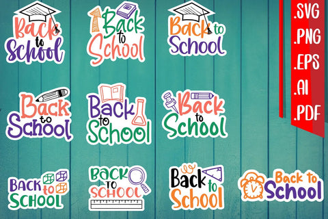Back to School Sticker Bundle SVG zafrans studio 