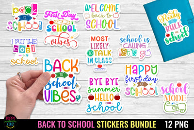 Back to School Stickers Bundle I First Day of School Stickers Bundle Sublimation Happy Printables Club 