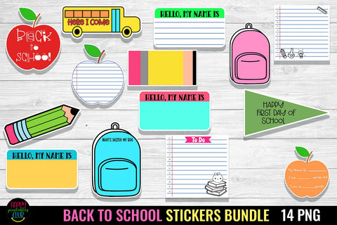 Back to School Stickers Bundle I First Day of School Stickers Bundle Sublimation Happy Printables Club 