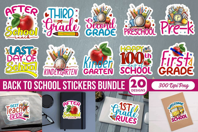 Back to School Stickers Bundle Sublimation Regulrcrative 