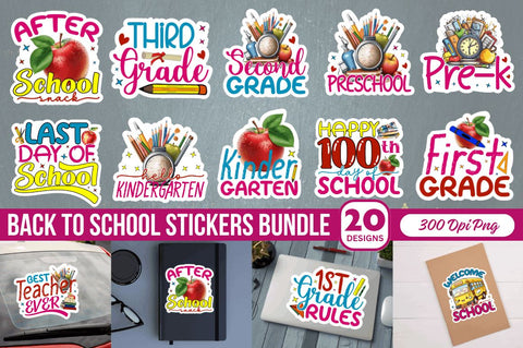 Back to School Stickers Bundle Sublimation Regulrcrative 
