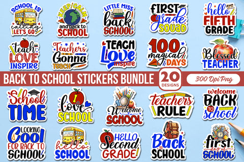 Back to School Stickers Bundle Sublimation Regulrcrative 