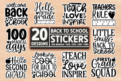 Back to school Stickers SVG Bundle SVG akazaddesign 