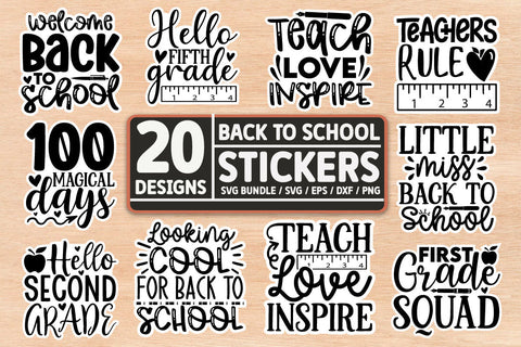 Back to school Stickers SVG Bundle SVG akazaddesign 
