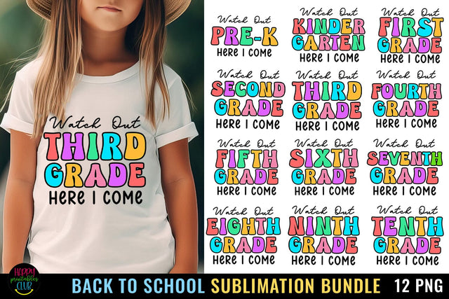 Back to School Sublimation Bundle I First Day School Bundle Sublimation Happy Printables Club 