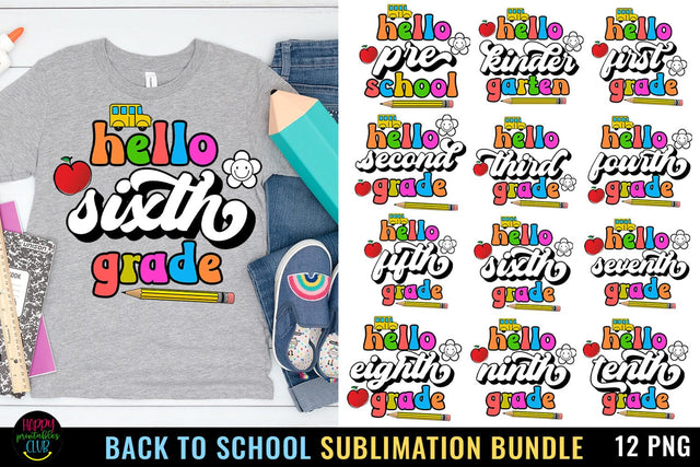 Back to School Sublimation Bundle I First Day School Bundle Sublimation Happy Printables Club 