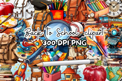 Back to School Sublimation clipart Bundle Sublimation Regulrcrative 