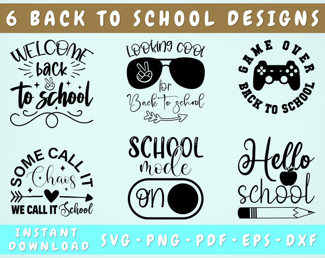 Back To School SVG Bundle, 6 Designs, Hello School SVG, Some Call It Chaos We Call It School SVG, Welcome Back To School SVG SVG HappyDesignStudio 