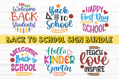 Back to School SVG Bundle | 6 Round Wood Signs SVG Shine Green Art 