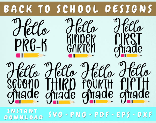 Back To School SVG Bundle - 7 Designs, Back To School Cut Files SVG HappyDesignStudio 