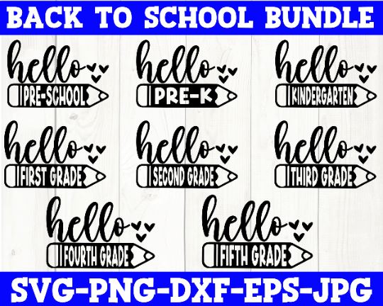 Back To School SVG Bundle - 8 Designs, Back To School Cut Files SVG She Shed Craft Store 