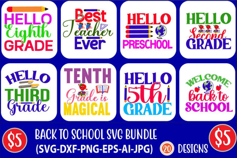 Back to School SVG Bundle First Day of School SVG Blessedprint 