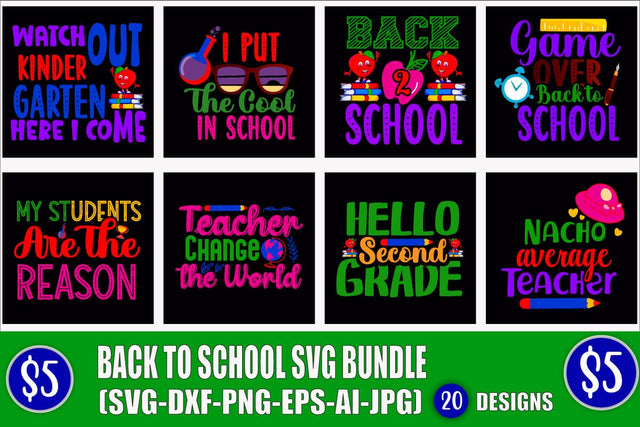 Back to School SVG Bundle First Day of School SVG Blessedprint 