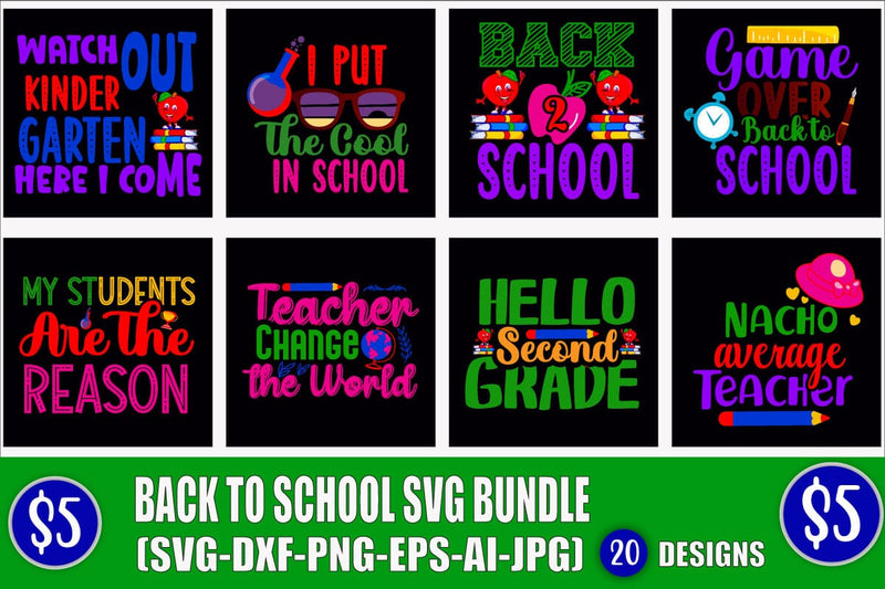Back to School SVG Bundle First Day of School SVG Blessedprint 