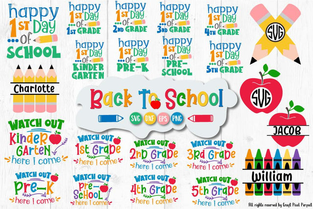 Back To School Svg Bundle SVG Craft Pixel Perfect