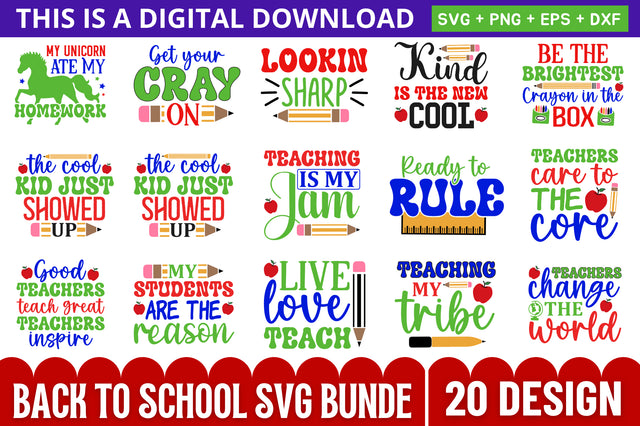 Back To School SVG Bundle SVG Regulrcrative 