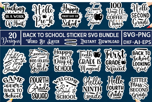 Back To School SVG Bundle SVGs,Quotes and Sayings,Food & Drink,On Sale, Print & Cut SVG DesignPlante 503 