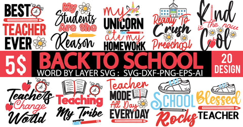 Back To School SVG Bundle , Teacher SVG Bundle Quotes ,Teacher SVG Bundle , Back to School SVG Bundle Free SVG BlackCatsMedia 