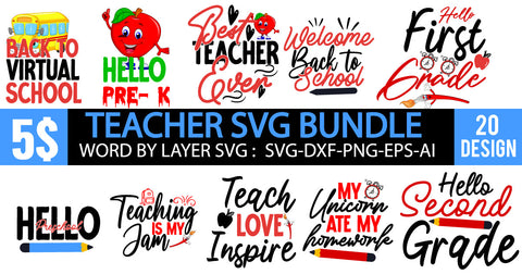 Back to School SVG Bundle , Teacher SVG Bundle , Teacher SVG Bundle Quotes SVG BlackCatsMedia 