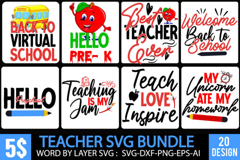 Back to School SVG Bundle , Teacher SVG Bundle , Teacher SVG Bundle Quotes SVG BlackCatsMedia 