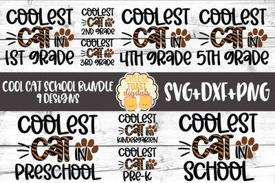 Back to School SVG | Cool Cat School Bundle SVG Cheese Toast Digitals 