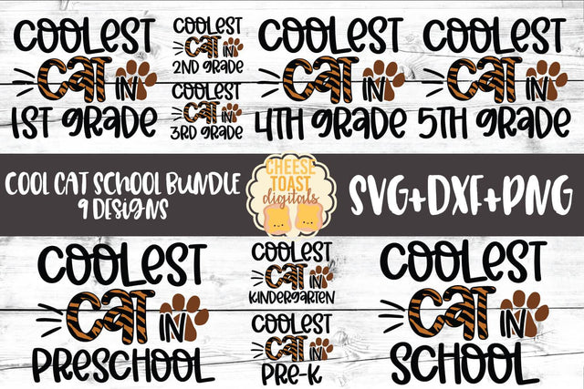 Back to School SVG | Cool Cat School Bundle SVG Cheese Toast Digitals 
