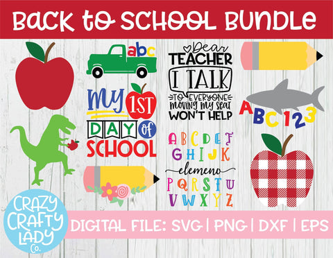 Back to School SVG Cut File Bundle SVG Crazy Crafty Lady Co. 