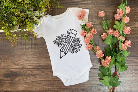 Back To School SVG Design, Floral Pencil PNG, Classroom Decorations. SVG Elinorka 