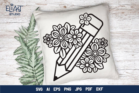 Back To School SVG Design, Floral Pencil PNG, Classroom Decorations. SVG Elinorka 