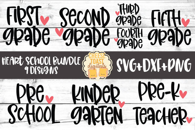 Back to School SVG | Heart School Bundle SVG Cheese Toast Digitals 