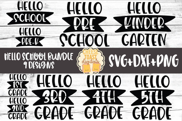 Back to School SVG | Hello School Bundle SVG Cheese Toast Digitals 