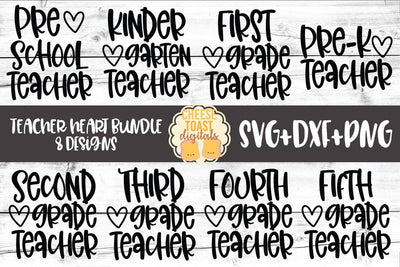 Back to School SVG | Teacher Heart Bundle SVG Cheese Toast Digitals 