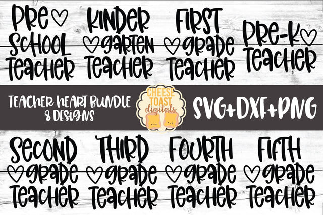 Back to School SVG | Teacher Heart Bundle SVG Cheese Toast Digitals 