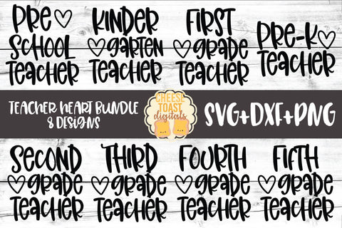 Back to School SVG | Teacher Heart Bundle SVG Cheese Toast Digitals 