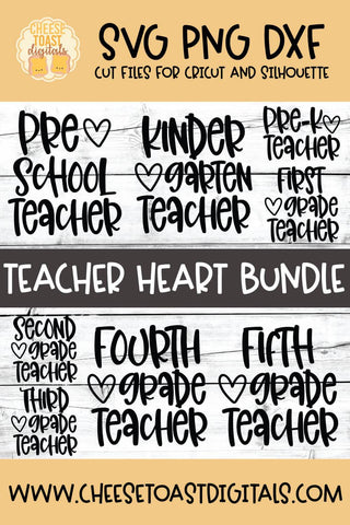 Back to School SVG | Teacher Heart Bundle SVG Cheese Toast Digitals 