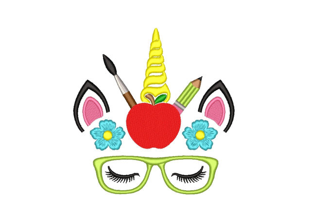 Back to school unicorn embroidery design, 3 sizes, Instant download Embroidery/Applique DESIGNS Nino Nadaraia 