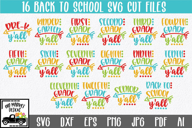Back to School Y'all SVG Cut File Bundle SVG Old Market 