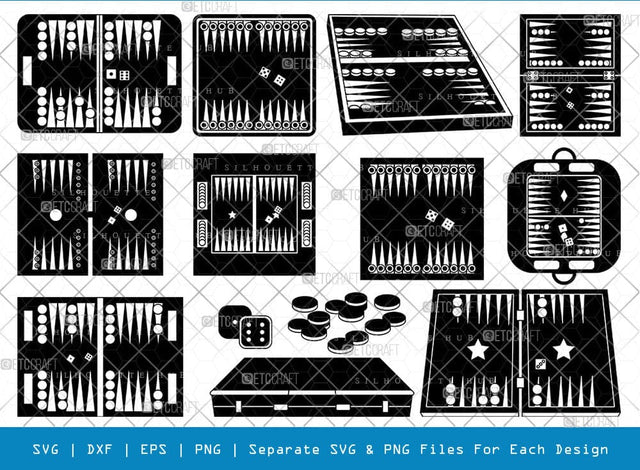 Backgammon Silhouette, Backgammon SVG, Board Game Svg, Games Svg, Backgammon Board, Backgammon Bundle, SB00782 SVG ETC Craft 