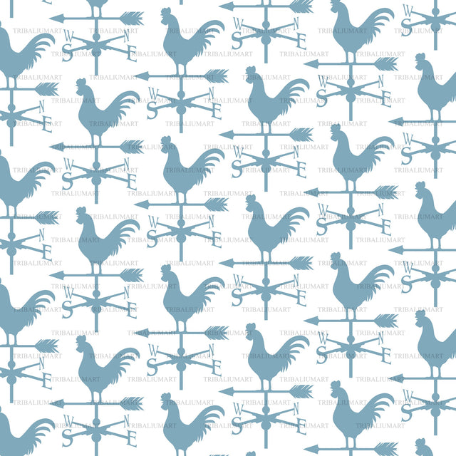 Background pattern with rooster SVG TribaliumArtSF 