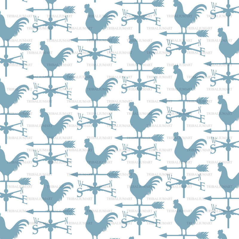 Background pattern with rooster SVG TribaliumArtSF 