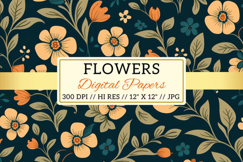 background with flowers, seamless floral pattern, seamless background with leaves Digital Pattern FloridPrintables 