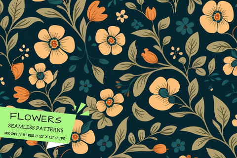 background with flowers, seamless floral pattern, seamless background with leaves Digital Pattern FloridPrintables 