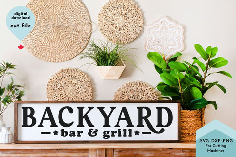 Backyard BBQ Sign - Patio Decor SVG Cut File, Outdoor Cooking Entertaining SVG Lettershapes 
