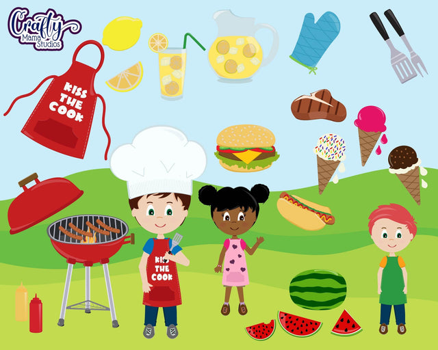 Backyard BBQ Svg - Kids Picnic - Barbecue - Grill Food Party - Summer SVG Crafty Mama Studios 