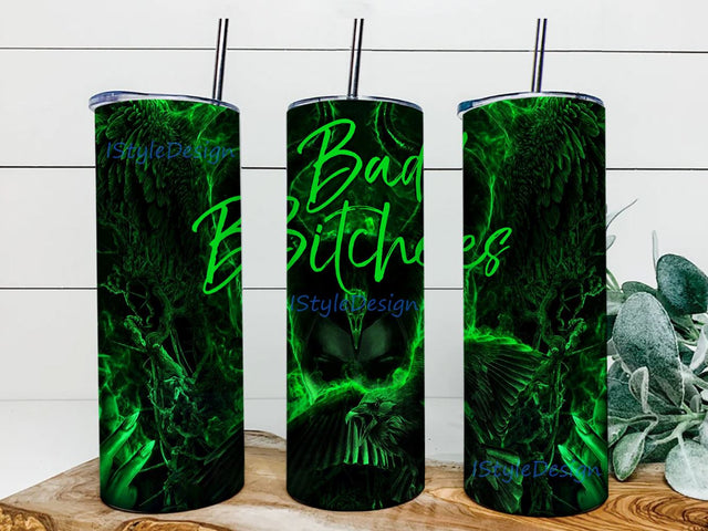 Bad Bitches Evil Queen 20 Oz Skinny Tumbler Design PNG Digital Download, Bad Bitches Evil Queen tumbler PNG Sublimation BouDesign 